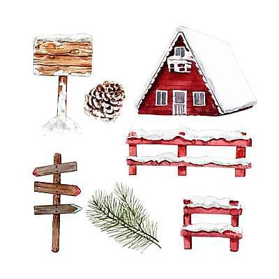 EPS 해외이미지 잎 겨울 일러스트 주택 사람없음 울타리 눈 표지판 솔방울 방향표지판 엘리먼트 해외일러스트 자연요소 식물 계절 날씨 알림판 건물 담장 파일형식 벡터 이미지허브