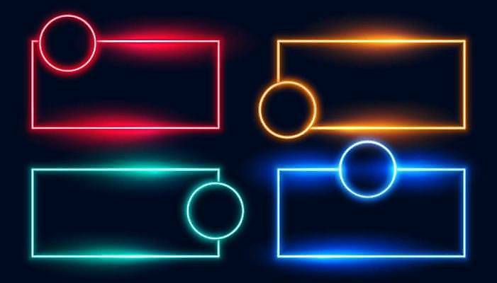 EPS 해외이미지 배너 선 라인일러스트 일러스트 프레임 사람없음 그래픽 빛 세트 사각형 원형 네온 해외일러스트 도형 파일형식 벡터 이미지허브
