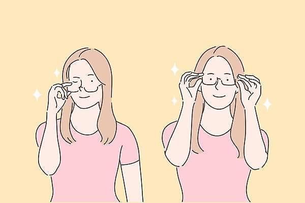 EPS 해외이미지 응시 여자 안경 인물캐릭터 일러스트 성인 두명 잡기 자신감 긍정적 성인여자만 안경낌 해외일러스트 일러캐릭터 캐릭터 시선 잡화 감정 모션 사람 여자만 성인만 파일형식 벡터 이미지허브