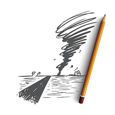 EPS 해외이미지 나무 컨셉 일러스트 주택 사람없음 소용돌이 위험 스케치 자연재해 손그림 토네이도 허리케인 회오리바람 해외일러스트 식물 자연현상 바람 미술 건물 회오리 재해 파일형식 벡터 이미지허브