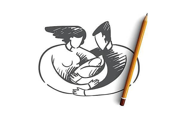 EPS 해외이미지 여자 남자 행복 컨셉 일러스트 가족 관계 포옹 엄마 함께함 사랑 성인 세명 육아 아기 아빠 스케치 손그림 돌봄 얼굴없음 해외일러스트 감정 안기 모션 미술 사람 파일형식 벡터 이미지허브