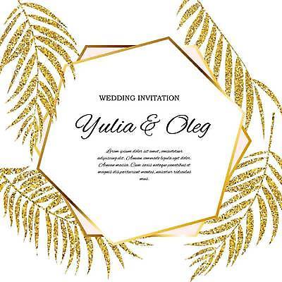 EPS 해외이미지 일러스트 프레임 글자캘리그라피 사람없음 반짝임 금색 육각형 열대잎 해외일러스트 도형 컬러 잎 캘리그라피 모션 파일형식 벡터 이미지허브