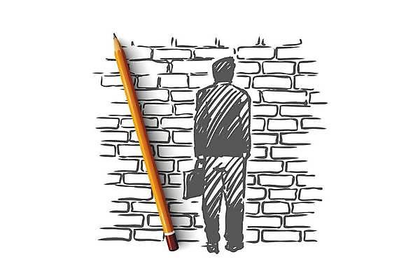 EPS 해외이미지 응시 남자 벽 컨셉 서류가방 일러스트 비즈니스 벽돌 한명 성인 비즈니스맨 스케치 손그림 문제 역경 성인남자한명만 해외일러스트 1 시선 가방 미술 사람 직장인 남자한명만 성인남자만 파일형식 벡터 이미지허브