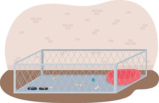 EPS 해외이미지 일러스트 사람없음 내부 울타리 반려동물 방 강아지 애견용품 돌봄 해외일러스트 반려용품 동물 모션 담장 개 오브젝트 파일형식 벡터 이미지허브