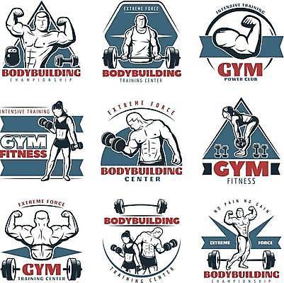 EPS 해외이미지 전신 여자 남자 일러스트 여러명 상반신 성인 파란색 운동복 세트 라벨 아령 헬스장 원형 삼각형 역기 보디빌딩 보디빌더 심볼 팔 암컬 케틀벨 성인만 해외일러스트 도형 옷 컬러 다수 프레임 사람 신체부위 헬스 파일형식 벡터 이미지허브