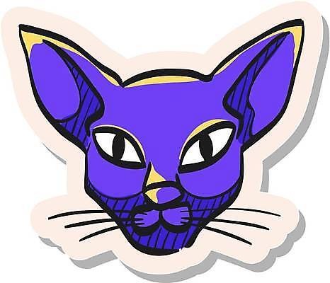 EPS 해외이미지 스티커 일러스트 사람없음 보라색 고양이 심볼 해외일러스트 컬러 포유류 반려동물 파일형식 벡터 이미지허브