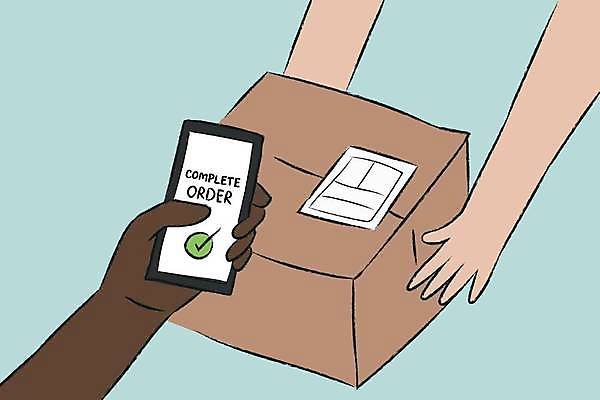 EPS 해외이미지 손 디자인 일러스트 들기 신체부위 스마트폰 상자 잡기 체크표시 주기 손그림 팔 획득 택배상자 해외일러스트 모션 사람 핸드폰 스마트기기 확인 택배 파일형식 벡터 이미지허브