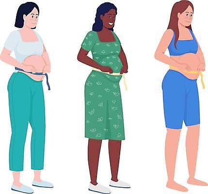 EPS 해외이미지 전신 라이프스타일 여자 행복 일러스트 엄마 줄자 서기 미소 들기 성인 세명 임산부 임신 잡기 측정 허리측정 성인여자만 해외일러스트 감정 가족 모션 표정 자 사람 생활 여자만 성인만 파일형식 벡터 이미지허브