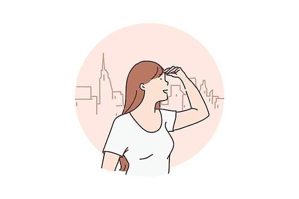 EPS 해외이미지 라이프스타일 응시 여자 일러스트 한명 상반신 성인 손들기 자유 발견 성인여자한명만 해외일러스트 1 시선 컨셉 모션 사람 생활 여자한명만 성인여자만 파일형식 벡터 이미지허브