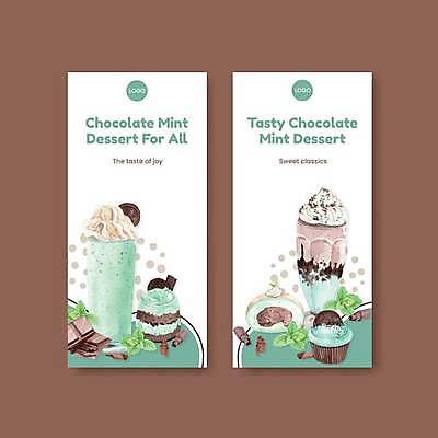 EPS 해외이미지 템플릿 일러스트 사람없음 초콜릿 흰색 달콤 컵케이크 민트 롤케이크 프라푸치노 민트초코 해외일러스트 커피 컬러 디저트 케이크 맛 허브 파일형식 벡터 이미지허브