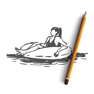 EPS 해외이미지 여자 수영복 컨셉 일러스트 물놀이 한명 앉기 성인 수영 떠있는 스케치 휴양지 손그림 튜브 얼굴없음 성인여자한명만 해외일러스트 1 옷 모션 놀이 미술 사람 장소 수상스포츠 여자한명만 성인여자만 파일형식 벡터 이미지허브
