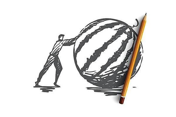 EPS 해외이미지 전신 남자 컨셉 일러스트 수박 한명 성인 스케치 손그림 굴리기 얼굴없음 성인남자한명만 해외일러스트 1 과일 모션 미술 사람 남자한명만 성인남자만 파일형식 벡터 이미지허브