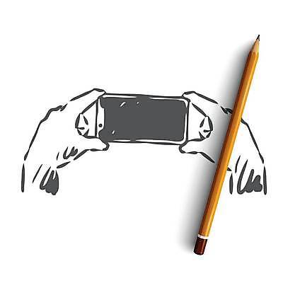 EPS 해외이미지 손 컨셉 일러스트 들기 신체부위 스마트폰 사진촬영 잡기 스케치 손그림 해외일러스트 모션 미술 사람 핸드폰 스마트기기 촬영 파일형식 벡터 이미지허브