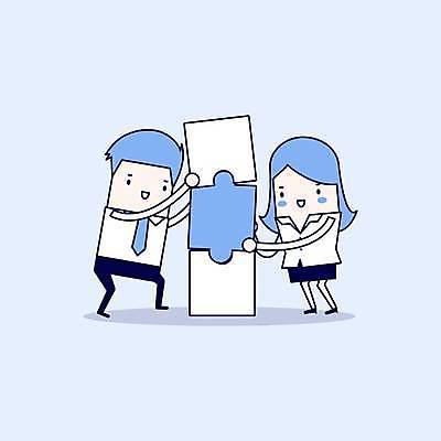 EPS 해외이미지 전신 여자 남자 하늘색 일러스트 협력 서기 들기 성인 두명 쌓기 비즈니스맨 비즈니스우먼 퍼즐 비즈니스캐릭터 동료 퍼즐조각 성인만 해외일러스트 일러캐릭터 캐릭터 조각 비즈니스 관계 모션 사람 파란색 직장인 파일형식 벡터 이미지허브