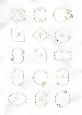 EPS 해외이미지 꽃 잎 일러스트 사각프레임 사람없음 세트 금색 심볼 원형프레임 보테니컬아트 미니멀 해외일러스트 식물 컬러 프레임 사각형 원형 파일형식 벡터 이미지허브