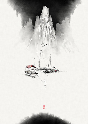 PSD 남자 일러스트 캘리그라피 조류 붓터치 산 한명 사람 풍경 성인 물 계곡 추억 강가 정박 번짐 선박 성인남자한명만 국내일러스트 자연요소 동물 1 컨셉 수상교통 배_교통 강 남자한명만 성인남자만 파일형식 효과