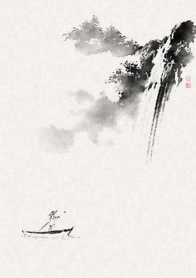 PSD 응시 남자 일러스트 캘리그라피 붓터치 산 흑백 한명 사람 풍경 성인 계곡 폭포 숲 뱃사공 동양화 언덕 번짐 산수화 선박 성인남자한명만 국내일러스트 1 시선 수상교통 자연 촬영기법 미술 남자한명만 성인남자만 파일형식 효과