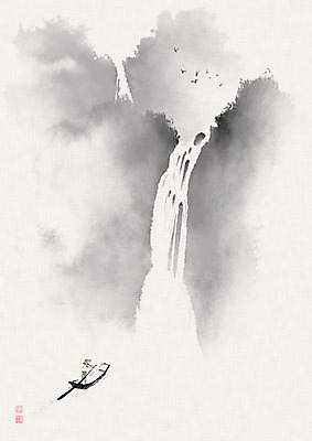 PSD 응시 남자 일러스트 캘리그라피 조류 붓터치 산 흑백 한명 풍경 성인 폭포 뱃사공 동양화 번짐 새떼 산수화 선박 성인남자한명만 국내일러스트 동물 1 시선 수상교통 자연 촬영기법 미술 사람 남자한명만 성인남자만 파일형식 효과