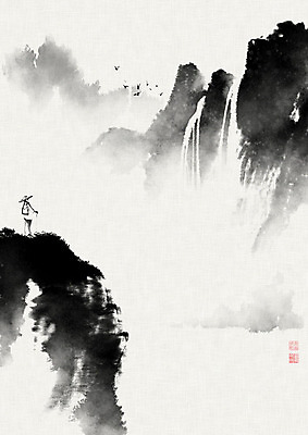 PSD 응시 남자 일러스트 캘리그라피 조류 붓터치 산 흑백 한명 풍경 성인 등산 폭포 동양화 언덕 번짐 새떼 산수화 나그네 성인남자한명만 국내일러스트 동물 1 시선 자연 촬영기법 미술 사람 트래킹 그네 남자한명만 성인남자만 파일형식 효과