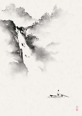 PSD 응시 남자 일러스트 캘리그라피 붓터치 산 흑백 한명 풍경 성인 폭포 숲 뱃사공 동양화 언덕 번짐 산수화 선박 성인남자한명만 국내일러스트 1 시선 수상교통 자연 촬영기법 미술 사람 남자한명만 성인남자만 파일형식 효과