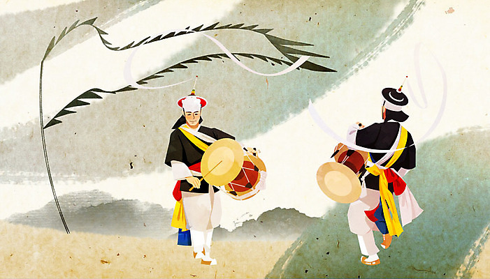 전신 PSD 한국전통 남자 연주 일러스트 붓터치 산 국악기 사람 성인 두명 깃발 풍물놀이 사물놀이 즐거움 장구 상모 치기 성인남자만 국내일러스트 전통 감정 악기 음악 모션 타악기 한국 국악 전통놀이 전통공연 남자만 성인만 파일형식