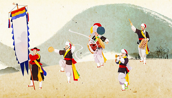 전신 PSD 한국전통 남자 연주 일러스트 국악기 들기 사람 여러명 성인 깃발 풍물놀이 사물놀이 불기 북 즐거움 장구 상모 돌리기 사당패 치기 태평소 성인남자만 국내일러스트 전통 감정 악기 음악 다수 모션 타악기 한국 국악 관악기 전통놀이 전통공연 남자만 성인만 파일형식