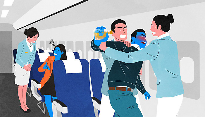 PSD 여자 남자 감정 일러스트 스트레스 비행기 서기 사람 앉기 여러명 성인 승무원 만취 기내 불만 비행기내부 우울증 성인만 감정노동자 국내일러스트 직업 다수 항공교통 모션 대중교통 내부 질병 공공장소 술취함 파일형식