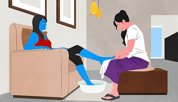 PSD 여자 감정 의자 일러스트 스트레스 사람 앉기 성인 두명 분노 고객 직원 불만 네일샵 무시 우울증 성인여자만 감정노동자 국내일러스트 가구 모션 상점 질병 여자만 성인만 파일형식