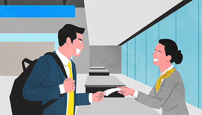 PSD 여자 남자 감정 일러스트 친절 서기 웃음 사람 성인 두명 티켓 승무원 고객 직원 만족 체크인 티켓팅 성인만 감정노동자 체크인카운터 국내일러스트 직업 모션 표정 공항 파일형식