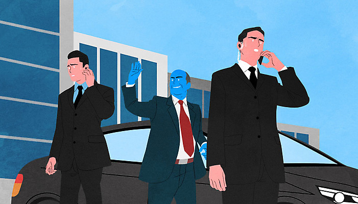 PSD 남자 감정 일러스트 자동차 스트레스 서기 사람 성인 건물 세명 손들기 경호원 VIP 우울증 힘듦 성인남자만 감정노동자 국내일러스트 직업 건축물 육상교통 컨셉 모션 질병 남자만 성인만 파일형식