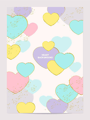 백그라운드 일러스트 프레임 사랑 사람없음 컬러풀 하트 금박 파스텔톤 프레임일러스트 국내일러스트 AI파일 모양 감정 컬러 파일형식 벡터