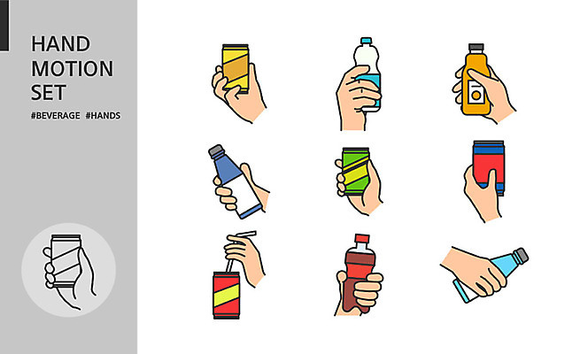 아이콘 손 음료 모션 들기 손짓 신체부위 세트 손모양 2D아이콘 AI파일 모양 사람 파일형식 벡터 손_신체부위