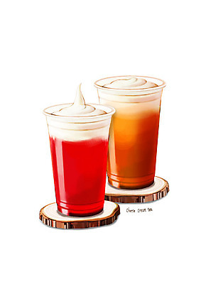 PSD 오렌지 일러스트 디저트 사람없음 유행 달콤 컵받침 디테일 치즈크림티 국내일러스트 음료 음식 과일 맛 받침대 파일형식