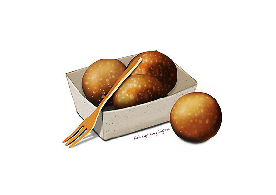 PSD 포크 일러스트 디저트 사람없음 유행 도넛 달콤 디테일 흑당 국내일러스트 식기 음식 맛 설탕 파일형식