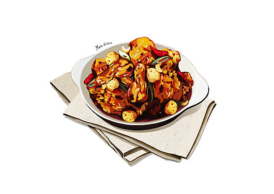 PSD 그릇 일러스트 디저트 사람없음 유행 치킨 디테일 마라 국내일러스트 식기 음식 닭고기요리 파일형식