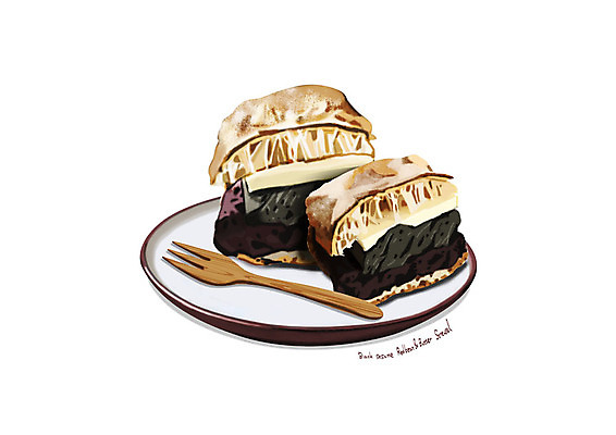 PSD 접시 포크 일러스트 디저트 사람없음 유행 달콤 디테일 흑임자앙버터 국내일러스트 식기 음식 맛 파일형식 앙버터