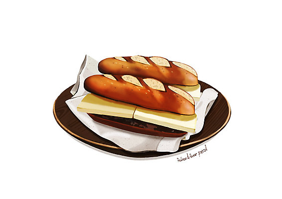 PSD 그릇 종이 일러스트 디저트 사람없음 유행 달콤 브레첼 디테일 앙버터 국내일러스트 식기 음식 맛 파일형식