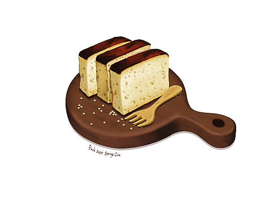 PSD 포크 일러스트 디저트 사람없음 유행 달콤 나무도마 카스테라 흑설탕 디테일 흑당 국내일러스트 식기 음식 빵 도마 목재 맛 설탕 파일형식