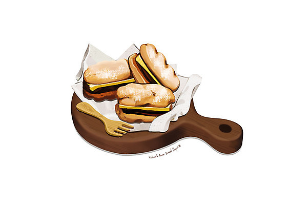 PSD 종이 포크 일러스트 디저트 사람없음 유행 달콤 나무도마 디테일 앙버터 다쿠아즈 국내일러스트 식기 음식 도마 목재 맛 파일형식