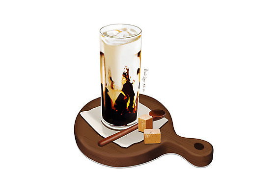 PSD 일러스트 디저트 사람없음 유행 달콤 각설탕 나무숟가락 나무도마 밀크티 흑설탕 디테일 흑당 국내일러스트 음료 음식 도마 목재 숟가락 맛 설탕 파일형식