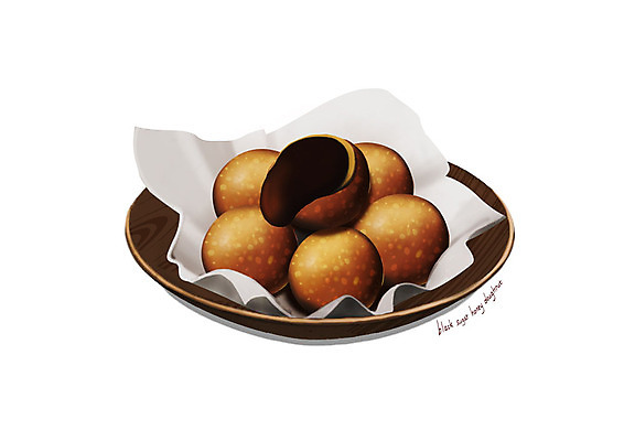 PSD 그릇 종이 일러스트 디저트 사람없음 유행 도넛 달콤 디테일 흑당 국내일러스트 식기 음식 맛 설탕 파일형식