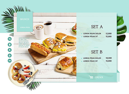 PSD 편집이미지 음식 하늘색 백그라운드 디저트 사람없음 세트 레이아웃 주문 핫도그 팬케이크 UI 편집소스 파니니 음식배달 이미지편집 패스트푸드 샌드위치 파란색 케이크 배송 파일형식