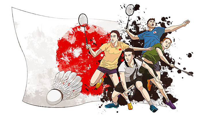 전신 PSD 여자 남자 스포츠 포즈 올림픽 일러스트 사람 여러명 성인 컬러풀 운동 라켓 배드민턴라켓 셔틀콕 배드민턴 일장기 배드민턴선수 성인만 국내일러스트 스포츠용품 컬러 다수 운동선수 건강 구기 국기 파일형식