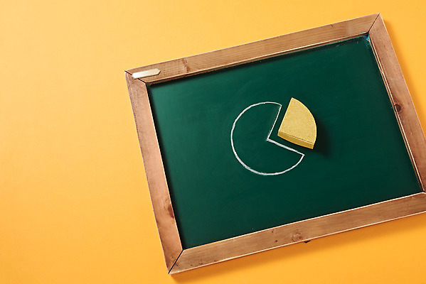 포토 JPG 스튜디오촬영 도형 교육 비즈니스 그래프 실내 사람없음 금융 하이앵글 칠판 원그래프 노란배경 플랫레이 국내포토 뷰포인트 백그라운드 내부 경제 노란색 플랫 파일형식