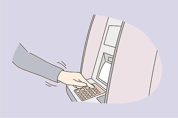 EPS 해외이미지 손 일러스트 신체부위 금융 터치 ATM 키패드 해외일러스트 사람 경제 파일형식 벡터 이미지허브