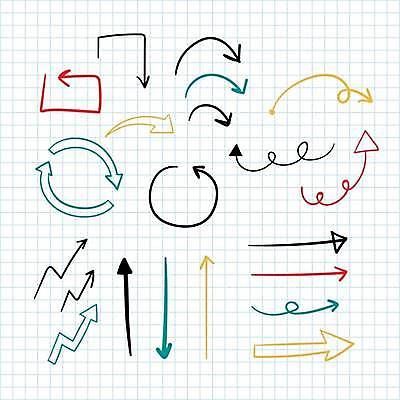 EPS 해외이미지 디자인 화살표 일러스트 추상 사람없음 세트 라인아트 순환 손그림 엘리먼트 지그재그 해외일러스트 선 무늬 모션 파일형식 벡터 이미지허브