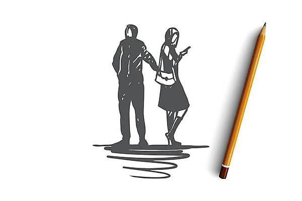 EPS 해외이미지 전신 응시 여자 남자 가방 일러스트 비즈니스 서기 들기 성인 두명 스마트폰 범죄 위험 스케치 도둑 절도 손그림 손뻗기 얼굴없음 성인만 뺏기 해외일러스트 시선 잡화 컨셉 모션 미술 사람 핸드폰 스마트기기 범죄인 파일형식 벡터 이미지허브