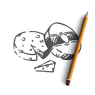 EPS 해외이미지 컨셉 일러스트 치즈 사람없음 스케치 손그림 조각치즈 해외일러스트 조각 유제품 미술 파일형식 벡터 이미지허브