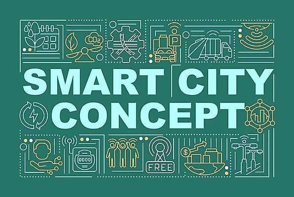 EPS 해외이미지 디자인 선 백그라운드 컨셉 일러스트 미래 사람모양 타이포그라피 사람없음 단어 도시 스마트 와이파이 레터링 해외일러스트 모양 문자 무선인터넷 파일형식 벡터 이미지허브