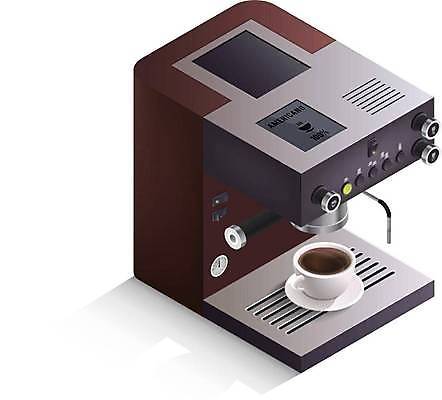 EPS 해외이미지 커피 일러스트 사람없음 주방 커피잔 커피메이커 컵받침 에스프레소머신 해외일러스트 음료 잔 받침대 커피용품 파일형식 벡터 이미지허브